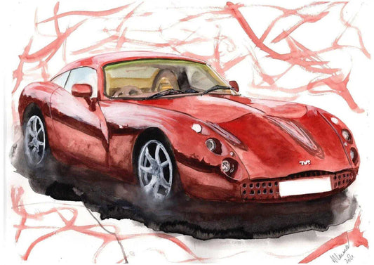 TVR Tuscan Print Watercolour Painting Limited Print classic British Car ArtbyMyleslaurence