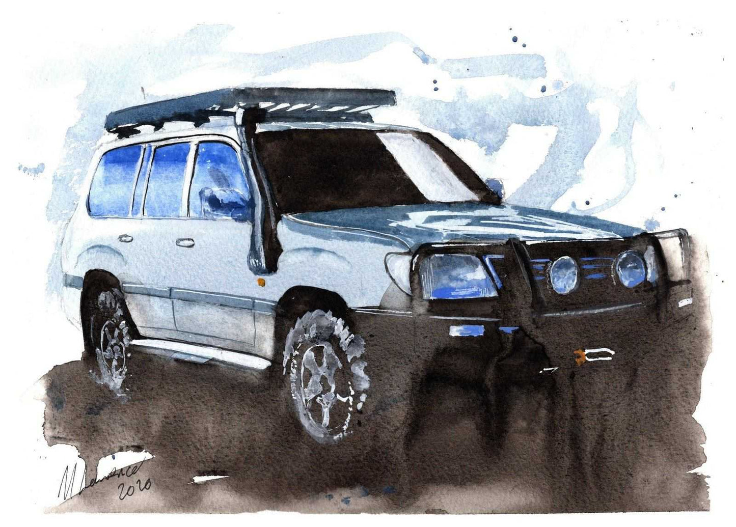 Toyota Landcruiser 100 series Print Watercolour Painting Land Cruiser Limited Print ArtbyMyleslaurence