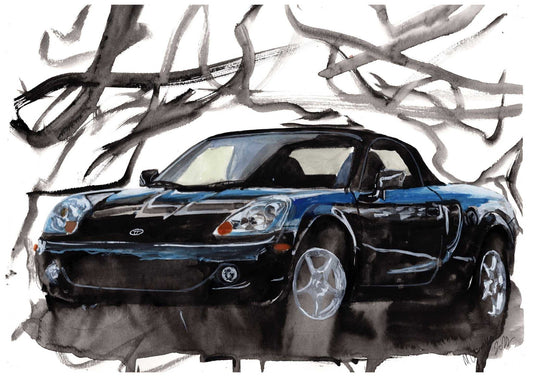 Toyota MR2 2005 Print Watercolour Painting Limited Print Classic Car Automobile ArtbyMyleslaurence