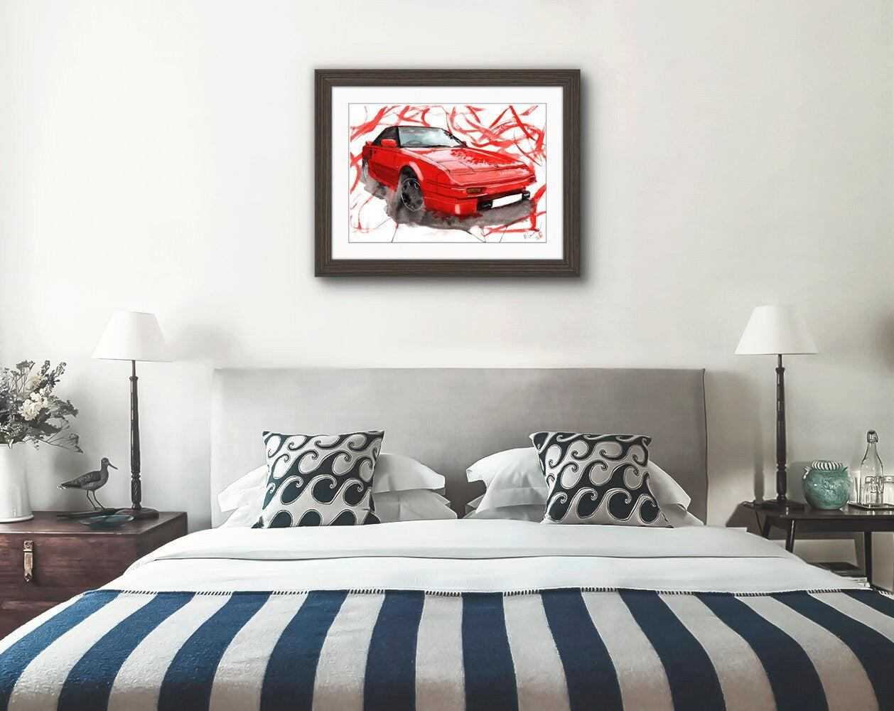 Toyota MR2 Print Watercolour Painting Limited Print Classic Car Automobile ArtbyMyleslaurence