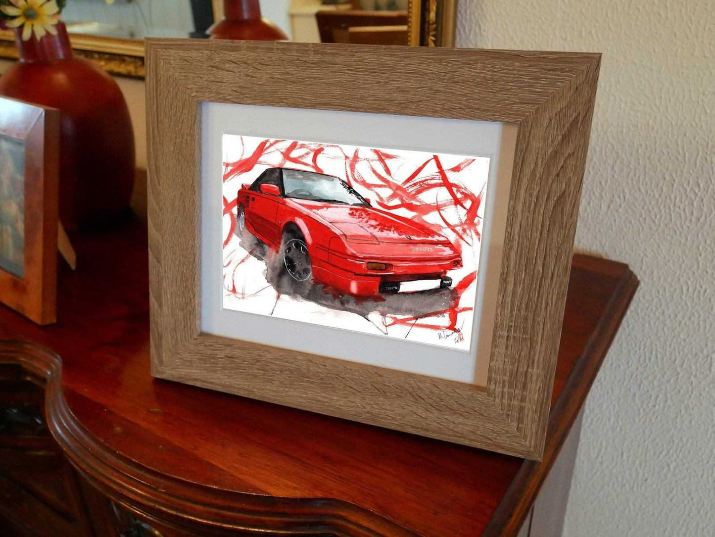 Toyota MR2 Print Watercolour Painting Limited Print Classic Car Automobile ArtbyMyleslaurence