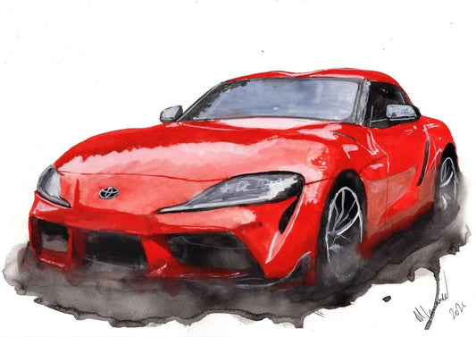 Toyota Supra Print Watercolour Painting Car Limited Print ArtbyMyleslaurence