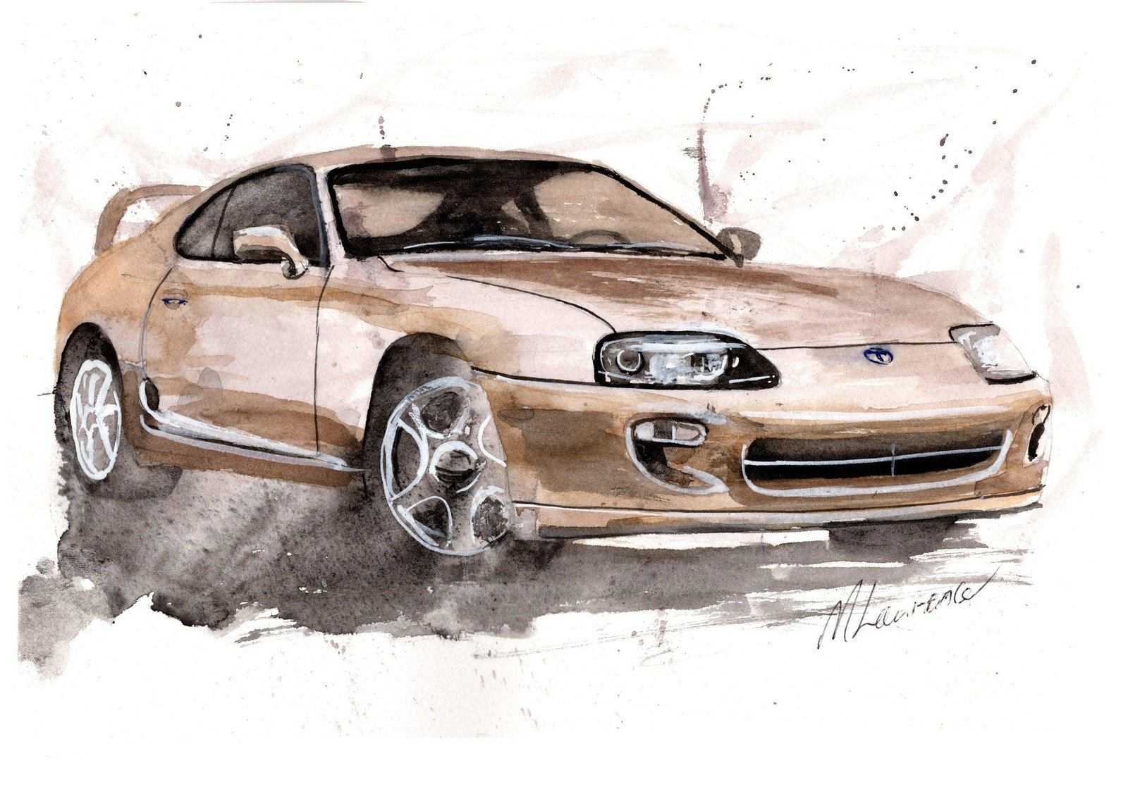 Toyota Supra Print Watercolour Painting Limited Print ArtbyMyleslaurence