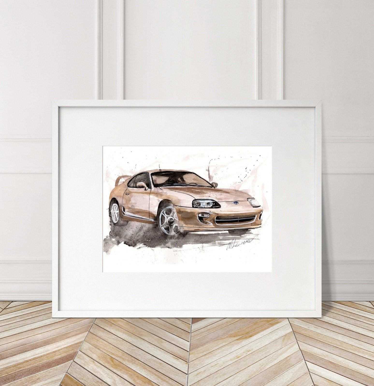 Toyota Supra Print Watercolour Painting Limited Print ArtbyMyleslaurence