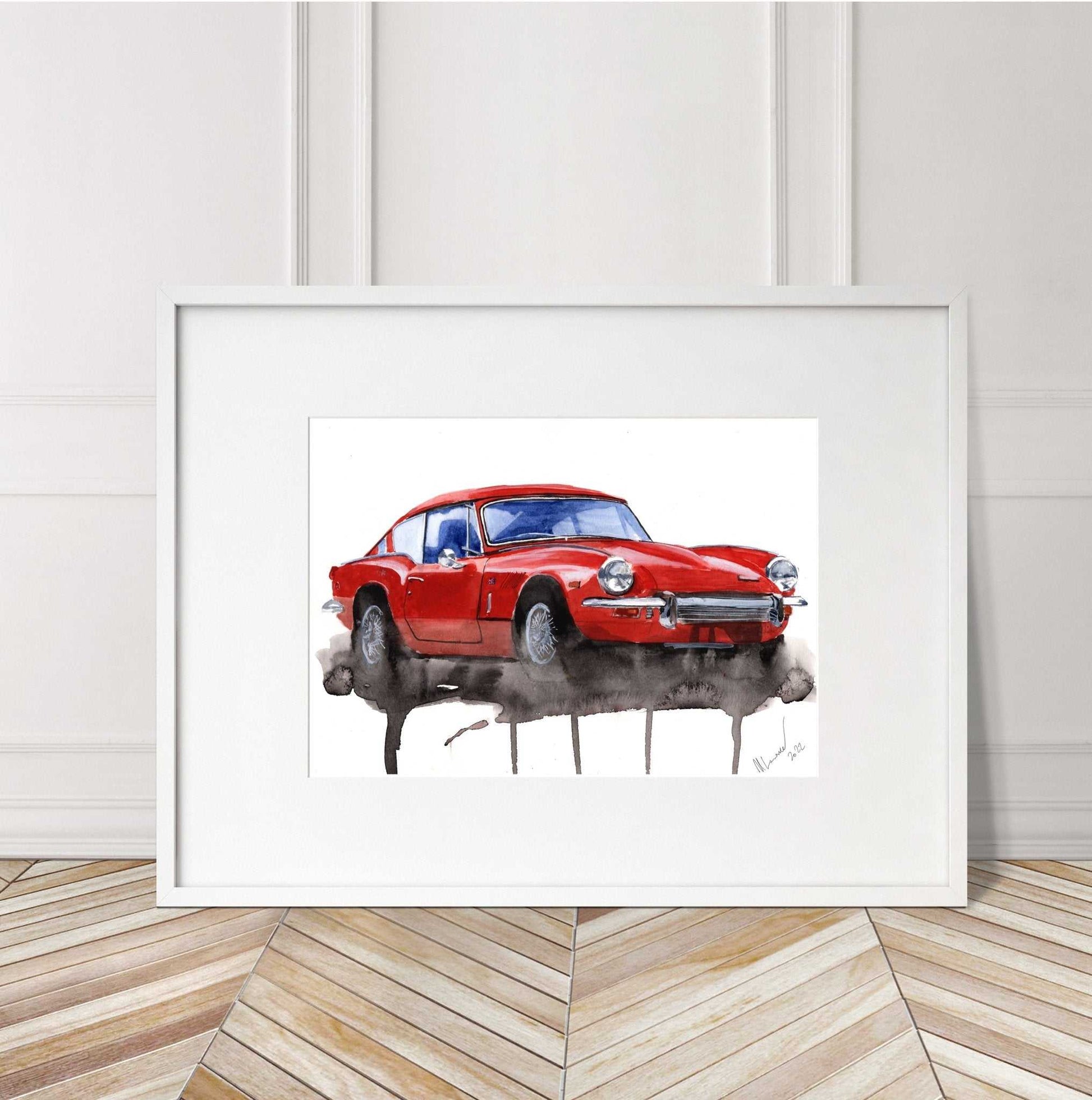 Triumph GT6 Painting Numbered limited edition print ArtbyMyleslaurence