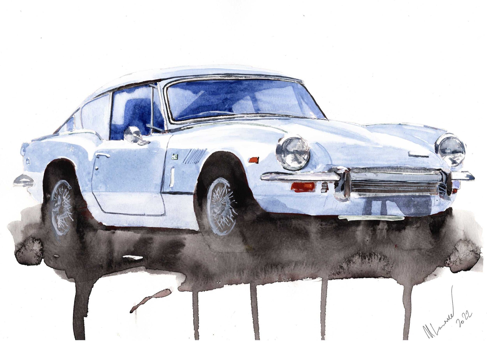 Triumph GT6 Painting Numbered limited edition print ArtbyMyleslaurence