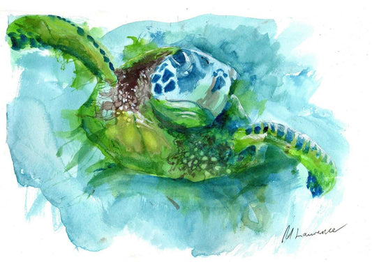 Turtle Painting Numbered limited edition Giclee Print of a Watercolour Painting ArtbyMyleslaurence