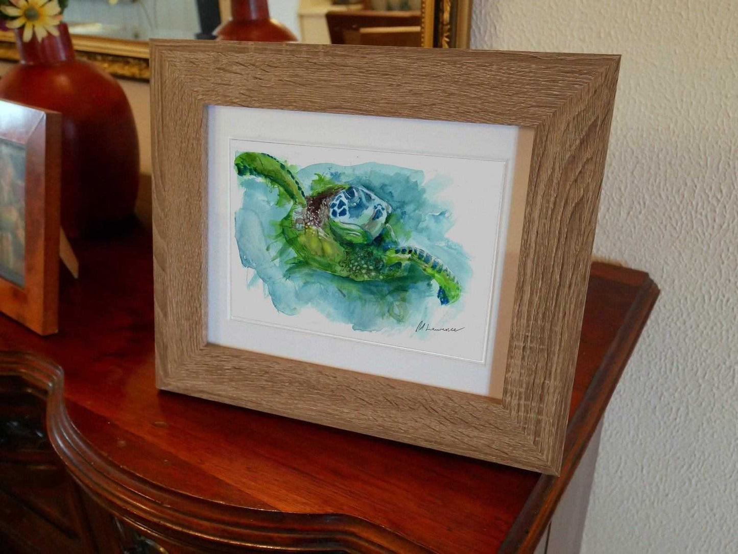 Turtle Painting Numbered limited edition Giclee Print of a Watercolour Painting ArtbyMyleslaurence