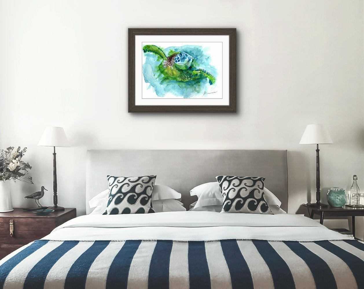 Turtle Painting Numbered limited edition Giclee Print of a Watercolour Painting ArtbyMyleslaurence