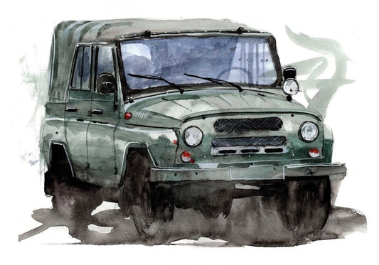 UAZ 469 Print Watercolour Painting Offroad Limited Print ArtbyMyleslaurence