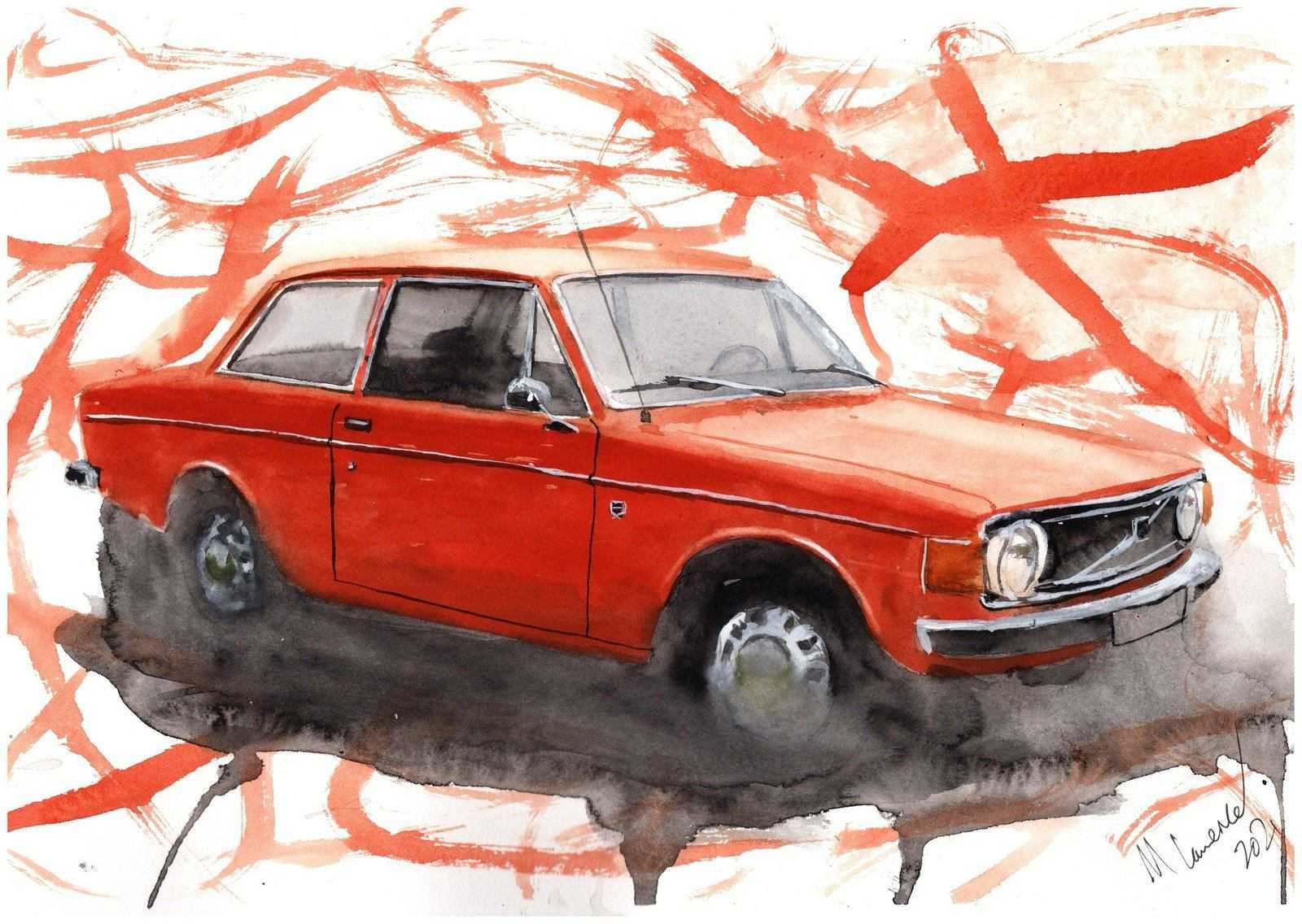 Volvo 142 Print Watercolour Painting Limited Print ArtbyMyleslaurence