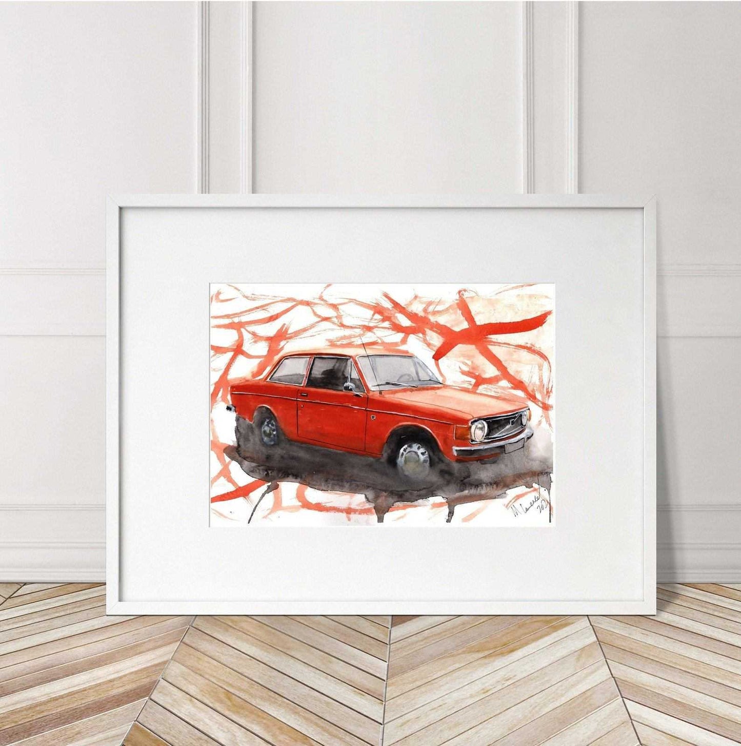 Volvo 142 Print Watercolour Painting Limited Print ArtbyMyleslaurence