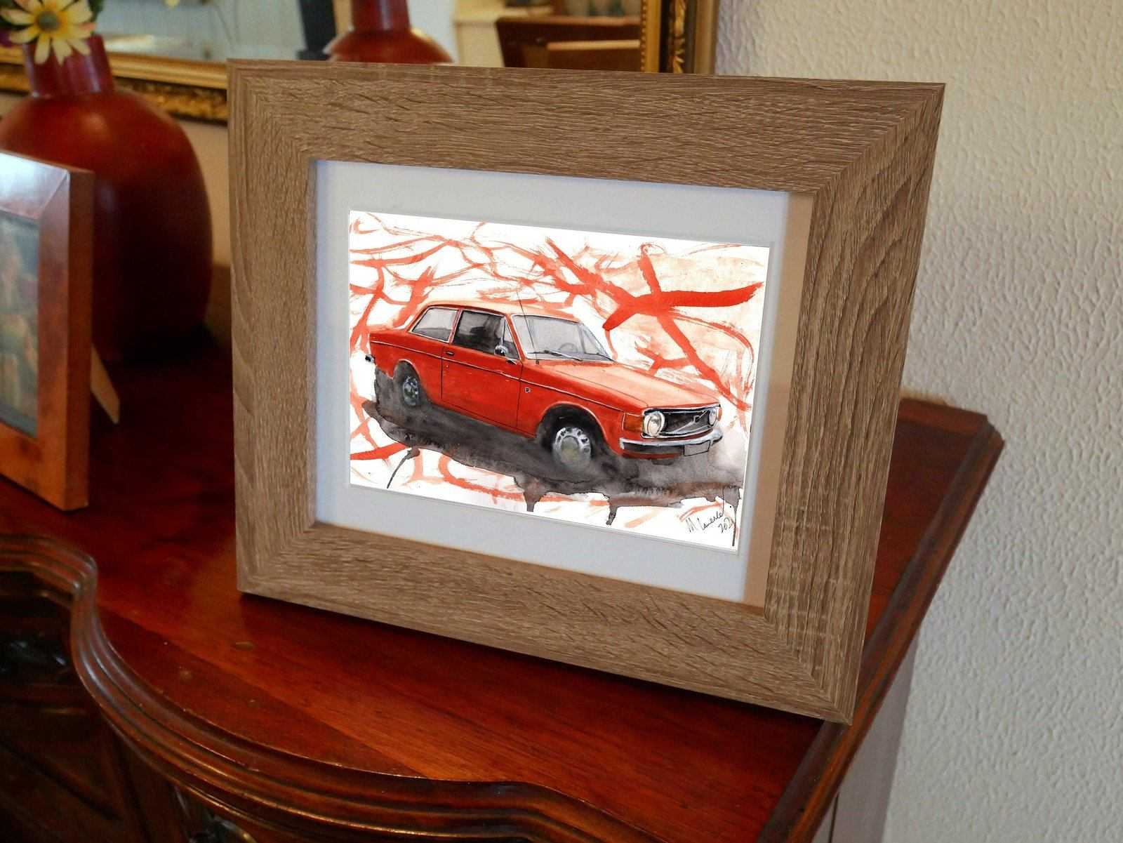 Volvo 142 Print Watercolour Painting Limited Print ArtbyMyleslaurence