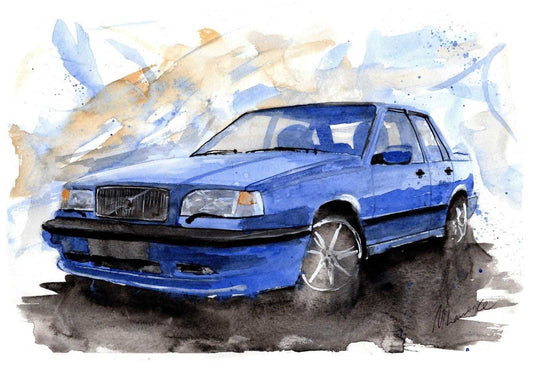 Volvo 850 Print Watercolour Painting Limited Print ArtbyMyleslaurence