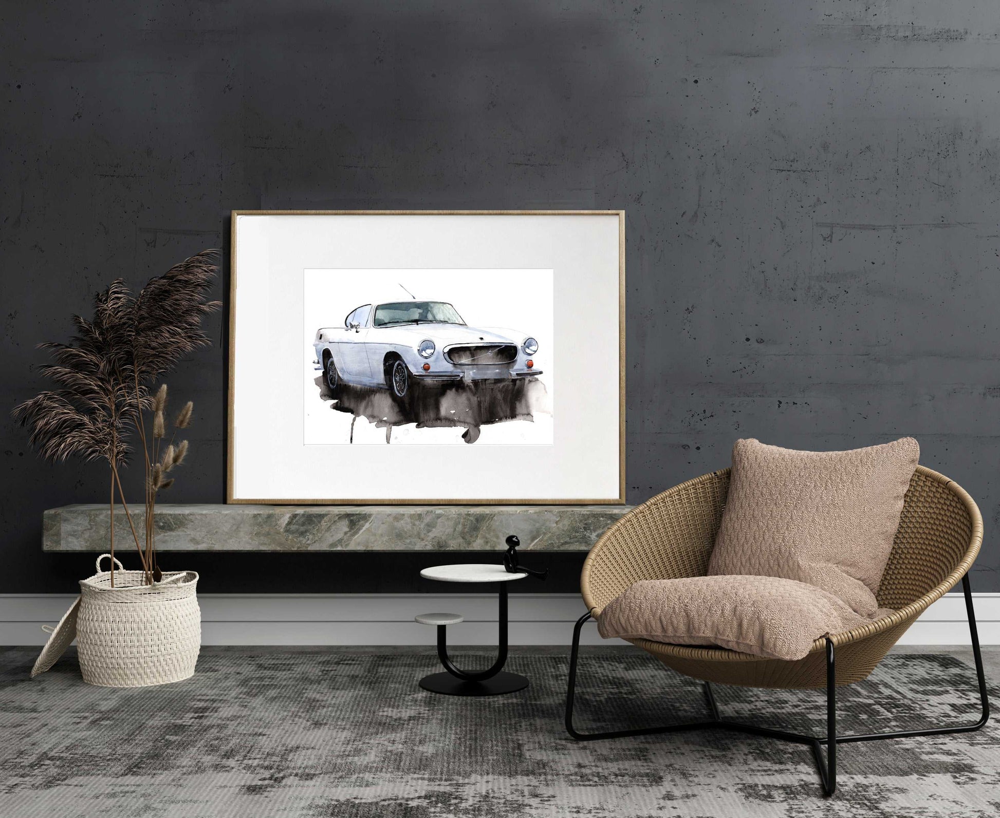 Volvo p1800e painting Watercolour Limited Print ArtbyMyleslaurence