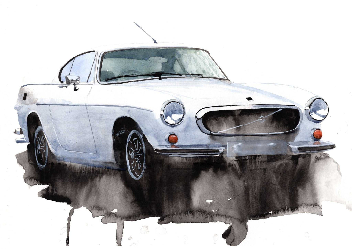 Volvo p1800e painting Watercolour Limited Print ArtbyMyleslaurence