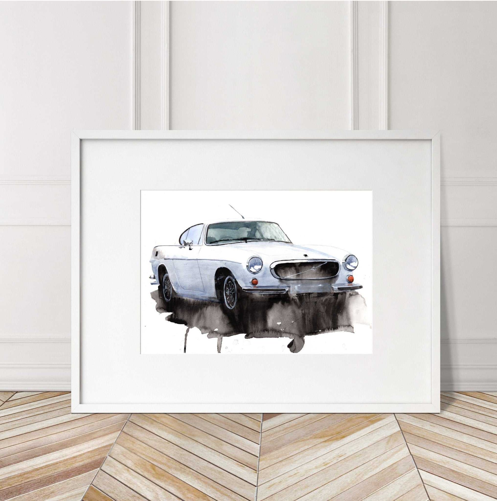 Volvo p1800e painting Watercolour Limited Print ArtbyMyleslaurence