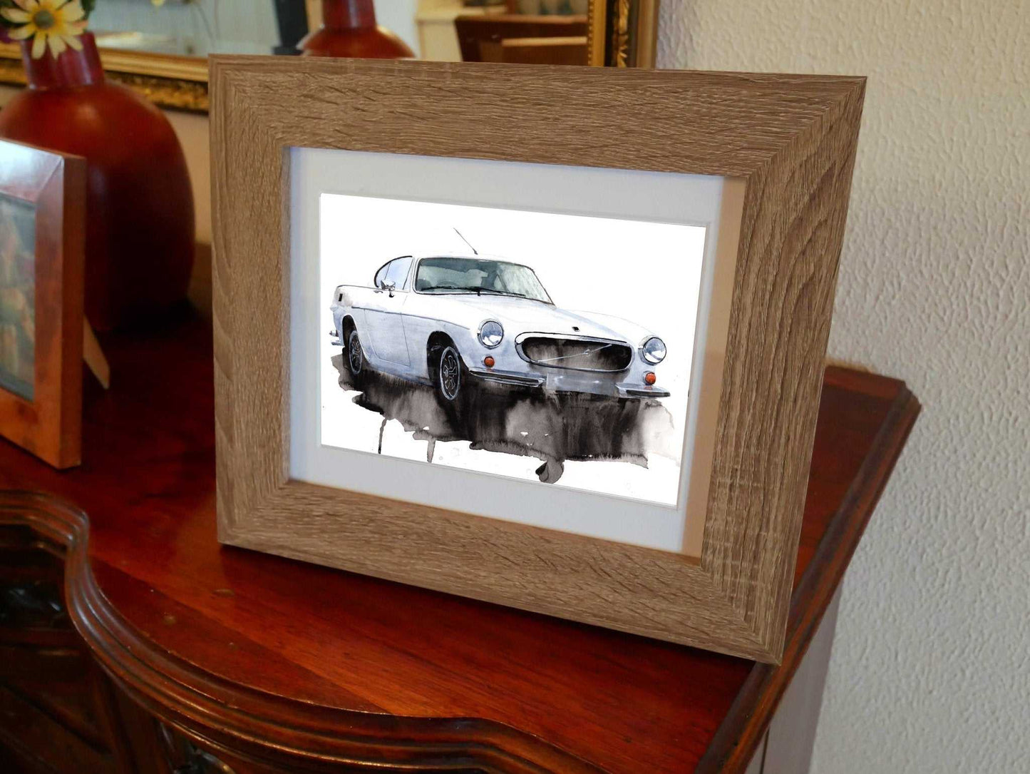 Volvo p1800e painting Watercolour Limited Print ArtbyMyleslaurence