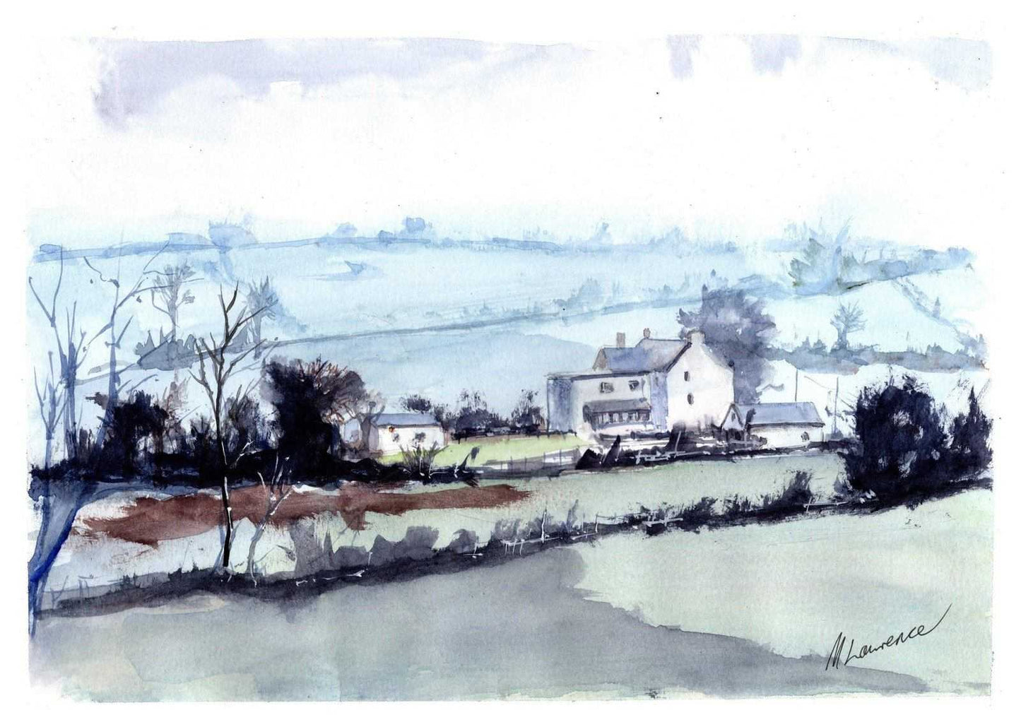 Welsh farm Painting landscape Cardiganshire scene Numbered limited edition Giclee Print of a Watercolour Painting ArtbyMyleslaurence