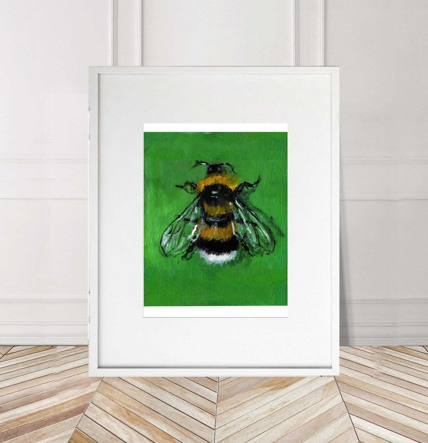 White Tailed Bumble Bee Painting Numbered limited edition Giclee Print of an Acrylic Painting Hoverfly ArtbyMyleslaurence