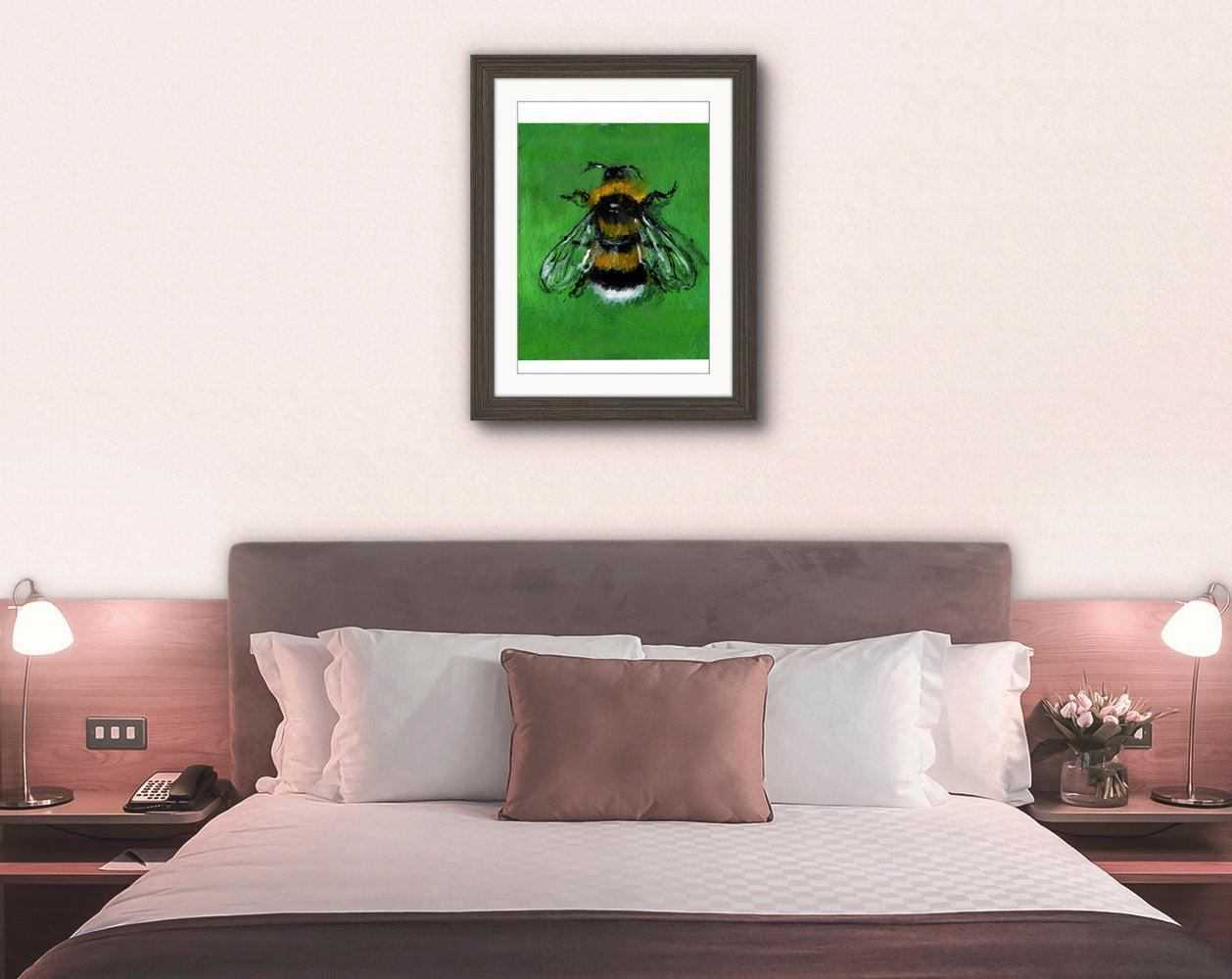 White Tailed Bumble Bee Painting Numbered limited edition Giclee Print of an Acrylic Painting Hoverfly ArtbyMyleslaurence