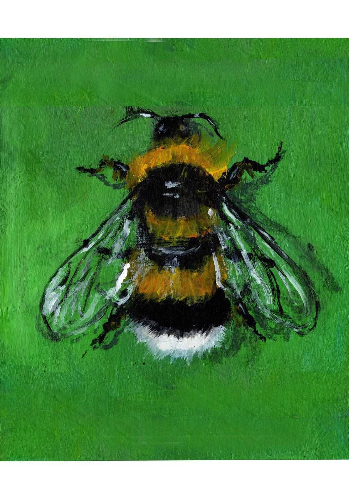 White Tailed Bumble Bee Painting Numbered limited edition Giclee Print of an Acrylic Painting Hoverfly ArtbyMyleslaurence