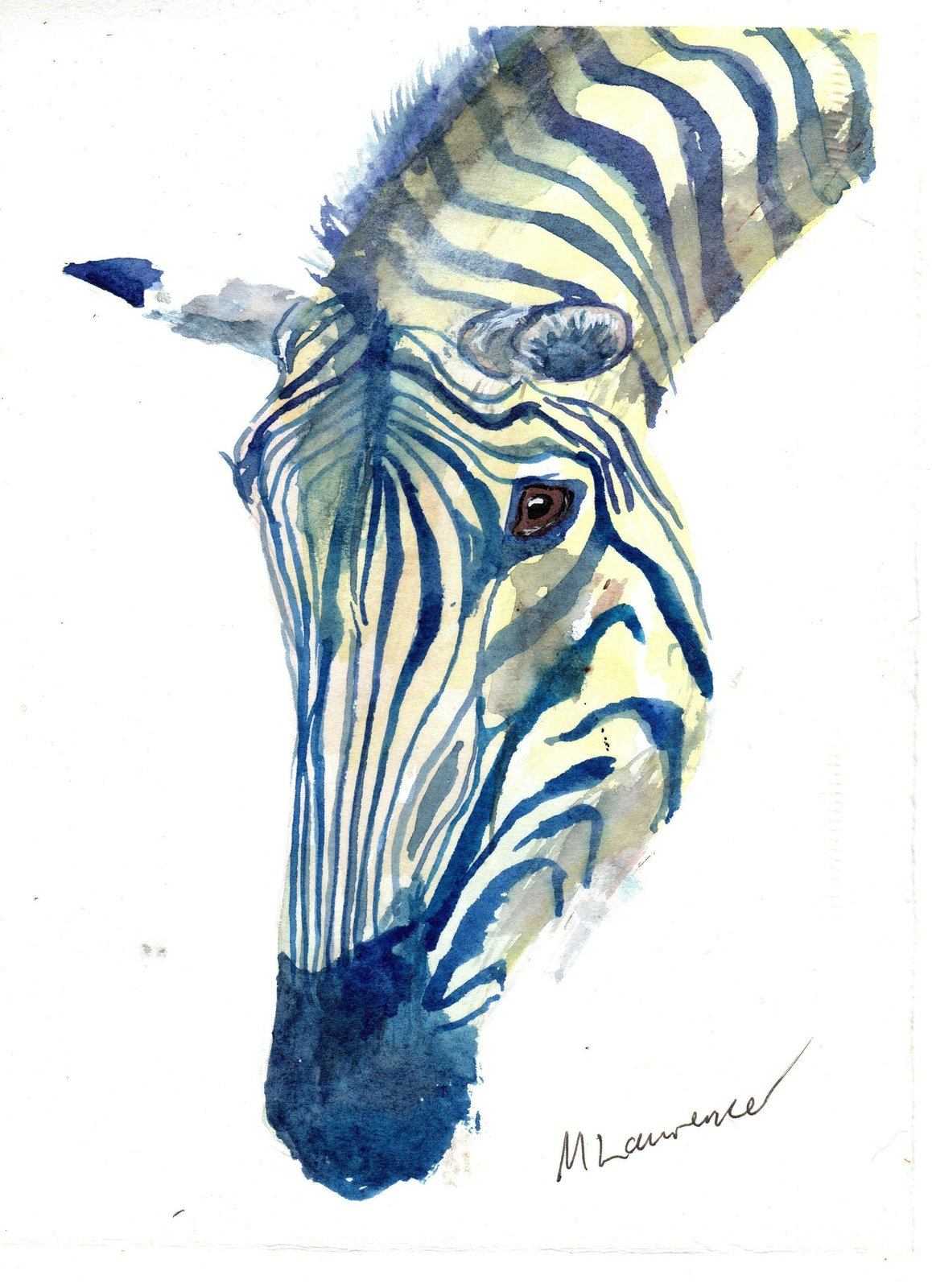 Zebra Painting Numbered limited edition Giclee Print of a Watercolour Painting ArtbyMyleslaurence