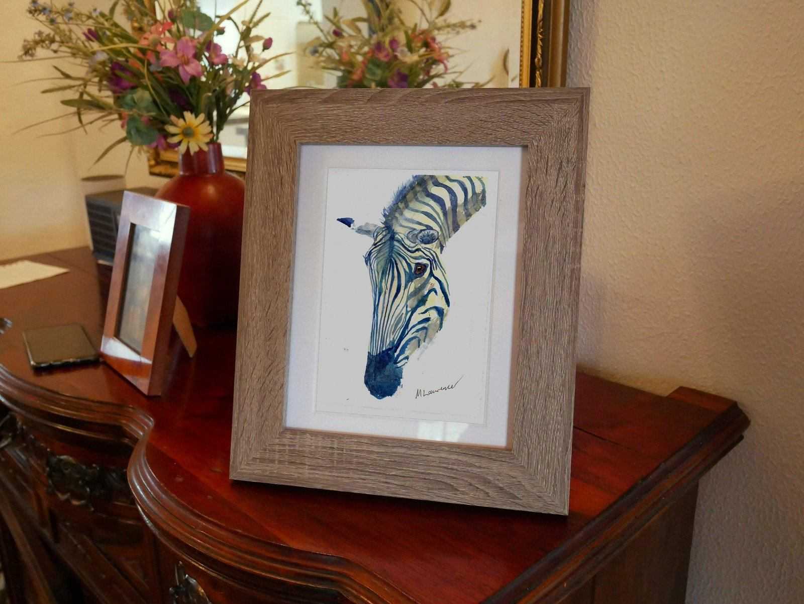 Zebra Painting Numbered limited edition Giclee Print of a Watercolour Painting ArtbyMyleslaurence