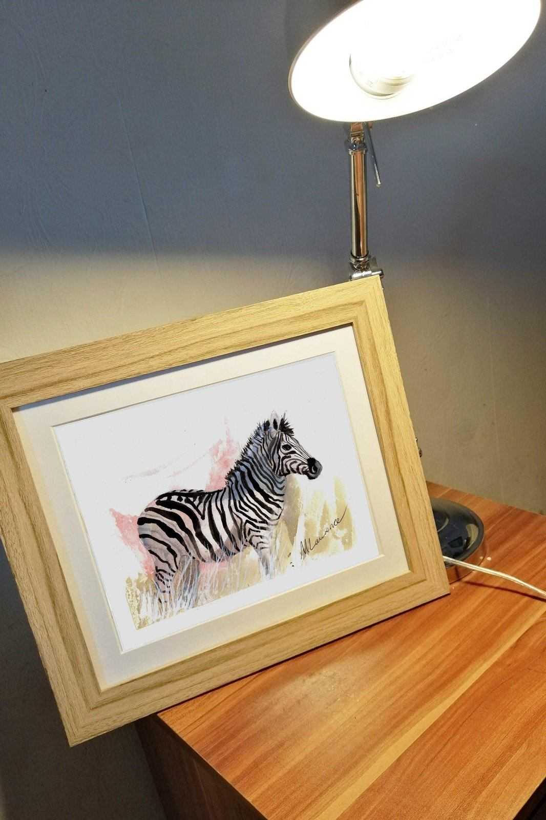 Zebra painting Numbered limited edition Giclee Print of a Watercolour Painting ArtbyMyleslaurence