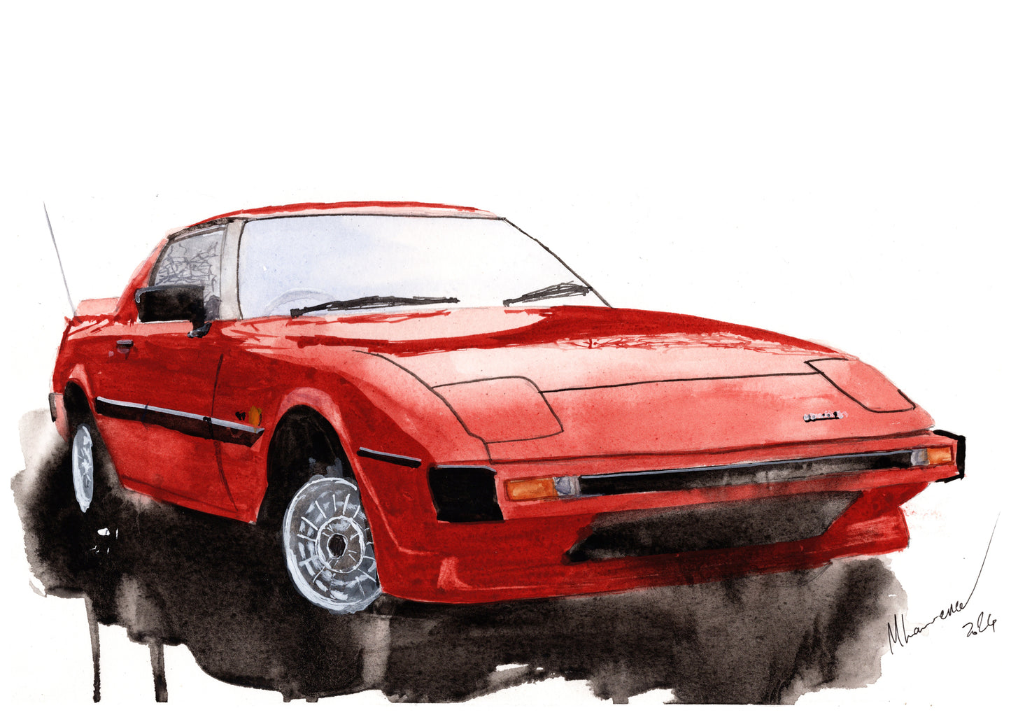 Mazda Rx7 Print Watercolour Painting Limited Print